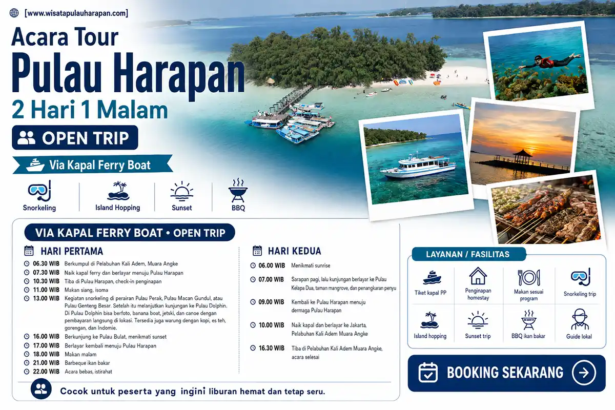 Island hopping Open Trip Pulau Harapan ke pulau sekitar